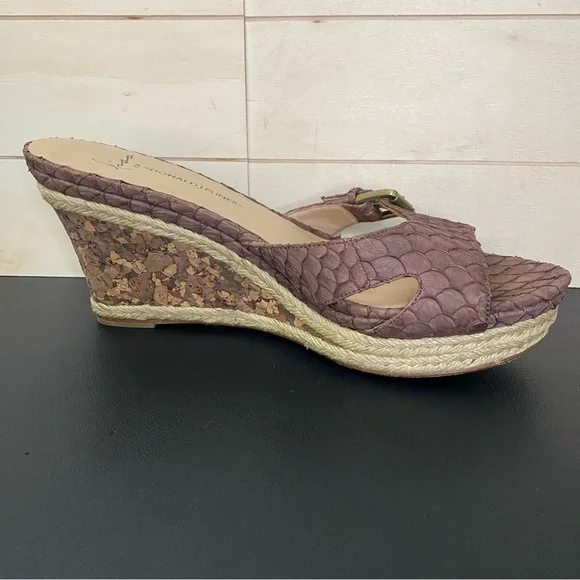 Donald Pliner Lisa Wedge Sandals Women's Size 7.5 Shoes Snakeskin Espadrille - Picture 3 of 11